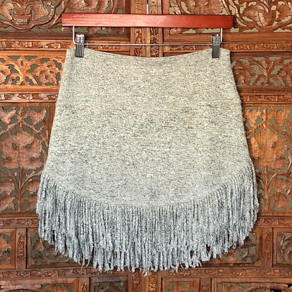 Knit Fringe Mini Skirt